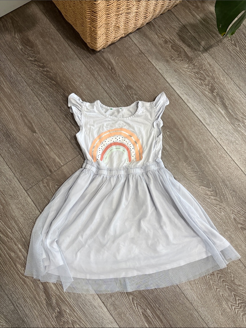 Rainbow dress with ruffle sleeves